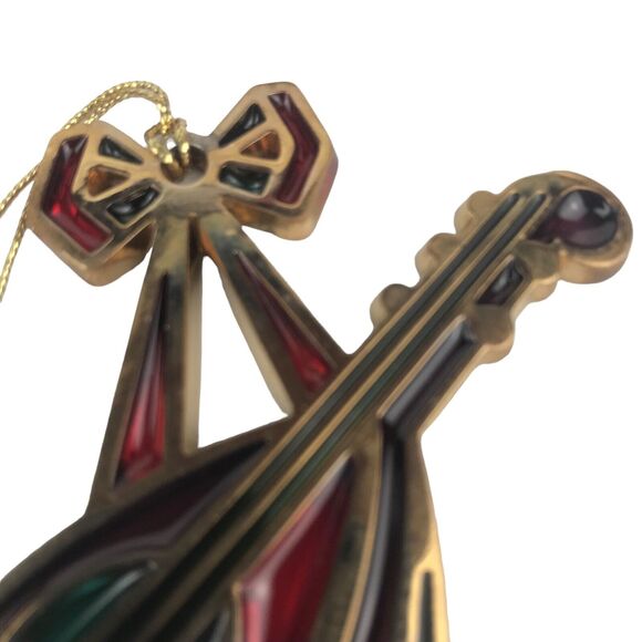 Vtg Avon Stained Glass Mandolin Christmas Ornament Snow Fantasy Jewel Tone 1984 - Picture 3 of 6